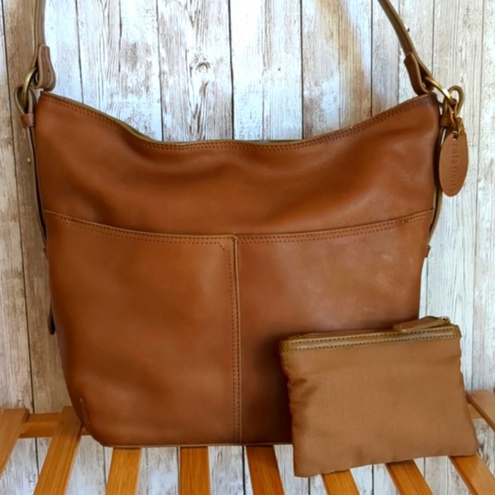 Relativity Smooth Grain Leather Shoulder Bag with Coin Pouch